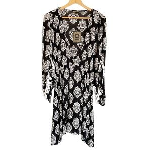 Spiaggia Dolce Black White Floral Tassel Beach Swim Coverup size 2X